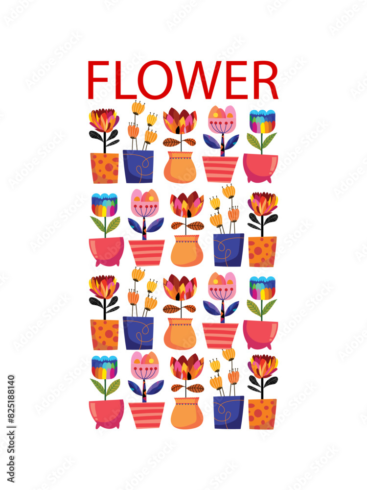Naklejka premium Aesthetic hand drawing abstract plants and flowers, floral, hand drawn and pattern vector illustration background. Design for wall art, decoration, print, poster, cover and wallpaper.