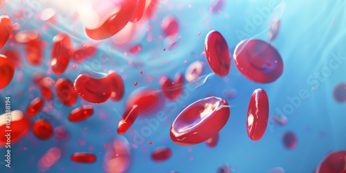Blood Cells in Vivid Motion Against Blue Background Stunning Illustration of Red Blood Cells in Circulation