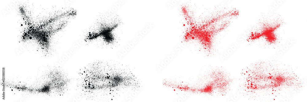 Set of black and red color vampire blood splatter background. grunge splatter brush stroke