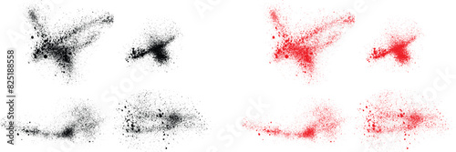 Set of black and red color vampire blood splatter background. grunge splatter brush stroke