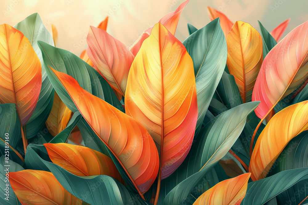 Vibrant Tropical Leaves in Gradient Colors Nature Inspired Colorful Foliage Artwork Vibrant Tropical Leaves in Gradient Colors Nature Inspired Colorful Foliage Artwork