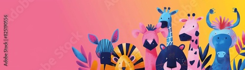 A vibrant and unique scene of colorful animals in a creative group setting photo