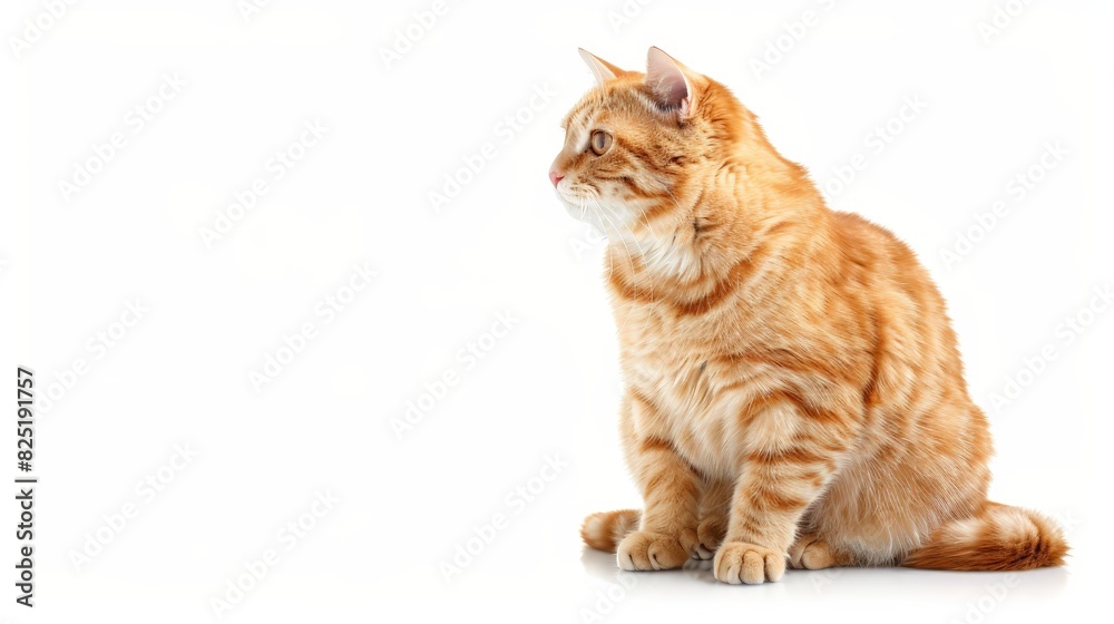 Fototapeta premium A cat is sitting on a white background