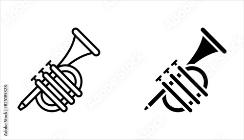 trumpet icon set vector music logo template on white background