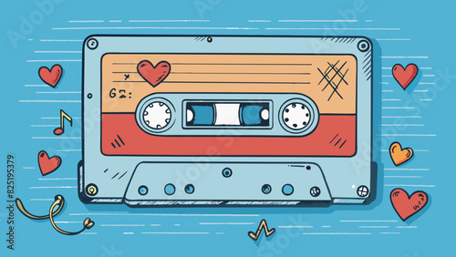A bittersweet mixtape filled with handwritten song titles and scratched out notes capturing the emotions of a long lost love.. Cartoon Vector.