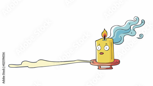 A candle burning steadily until the wick is extinguished leaving a fragrant trail of smoke in the air.. Cartoon Vector.