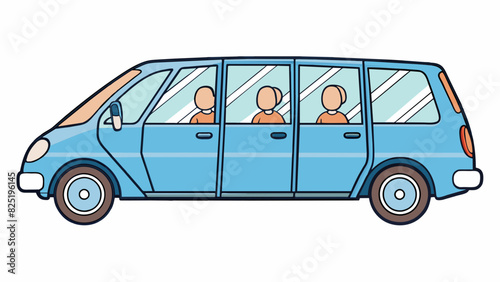 A car must have at least 4 doors with a maximum opening angle of 90 degrees for each and be able to comfortably seat 5 passengers.. Cartoon Vector.