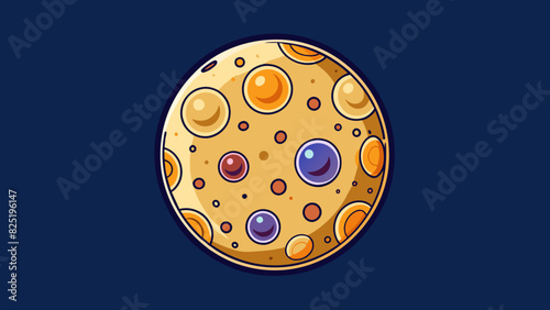 A celestial body adorned with various patterns of light and dark spots displayed against a dark backdrop. Its everchanging appearance and positioning. Cartoon Vector.