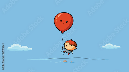 A childs balloon floating high in the sky until the air slowly escapes and it falls to the ground with a gentle pop.. Cartoon Vector.