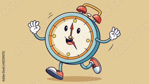 A clock ticking away the seconds its hands almost reaching the top of the hour signaling the end of the work day.. Cartoon Vector.