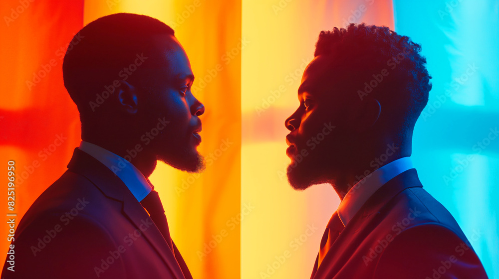 Celebrities interacting in vivid light before an interview. Celebrities interacting in vivid light before an interview.