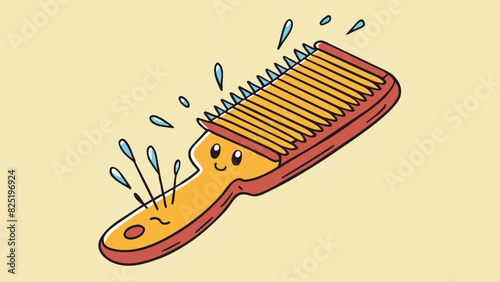 A comb that has been brushed through hair carries a positive charge resulting in static cling. The comb exhibits characteristics of attraction to. Cartoon Vector.