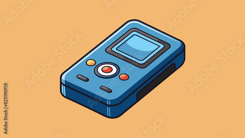 A compact portable mp3 player sleek and black with a small screen and evenly spaced buttons for easy music selection.. Cartoon Vector.