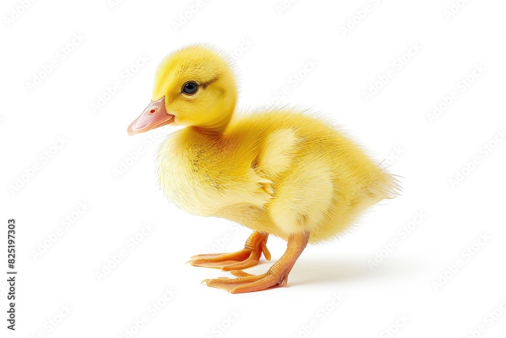 Tiny duckling with bright yellow feathers isolated on white background Tiny duckling with bright yellow feathers isolated on white background