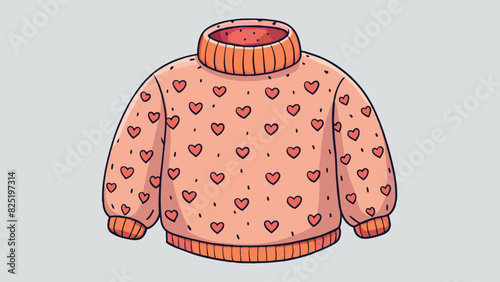A cozy oversized sweater with a knit pattern resembling endless rows of tiny hearts wrapped in warmth and comfort.. Cartoon Vector.