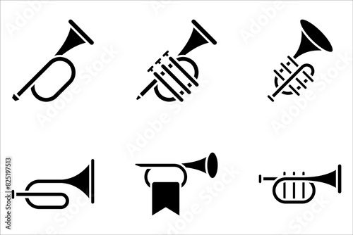 trumpet icon set vector music logo template on white background