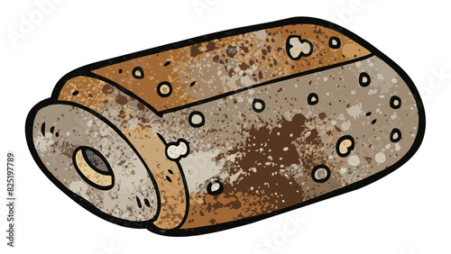A distressed finish with faded and worn spots giving a rustic and aged look to the object.. Cartoon Vector.