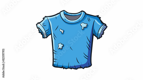 A faded blue tshirt now a few shades lighter than its original color. It is made of thin cheap material that clings to the wearers body awkwardly. The. Cartoon Vector.
