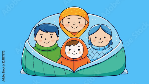 A family is like a warm cozy blanket providing comfort and protection from the cold world outside.. Cartoon Vector.