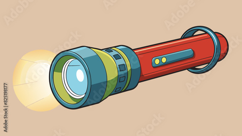A flashlights operate is to emit light when turned on. Its characteristics include a bulb or LED a switch or button to turn it on and off and a. Cartoon Vector.