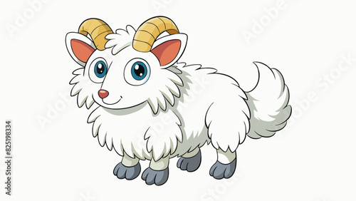 A fluffy white animal with long ears and a cottony tail. It has large curious eyes and a twitchy nose.. Cartoon Vector.
