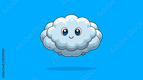 A fluffy white cloud floating lazily in the blue sky. Its shape constantly changes and it casts a soft shadow on the ground below.. Cartoon Vector.