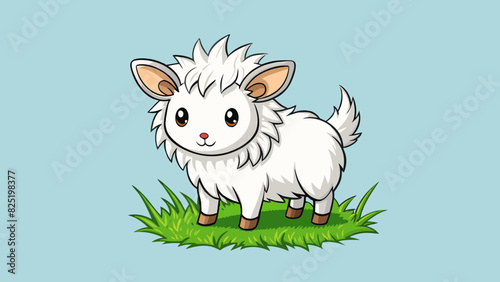 A fluffy white mammal with long pointy ears and a small twitching nose. It has a bushy tail and loves to hop around in grassy fields.. Cartoon Vector.