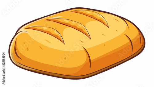 A freshly baked loaf of bread its golden crust cracked and giving way to a soft warm interior filled with the scent of freshly kneaded dough.. Cartoon Vector.