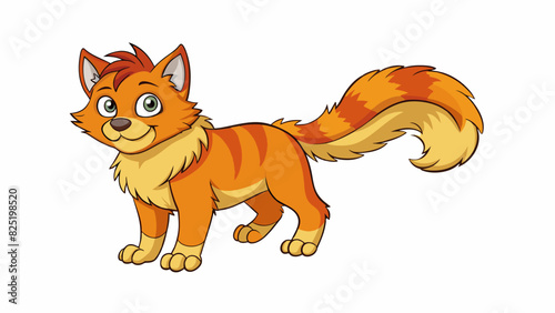 A furry fourlegged animal with a long tail probably a cat.. Cartoon Vector.