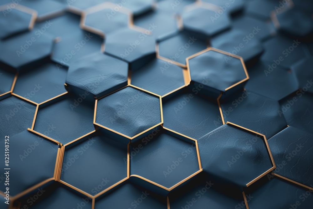 Abstract background of blue and white and a golden honeycomb symbol with a neon graphics background. Abstract background of blue and white and a golden honeycomb symbol with a neon graphics background.