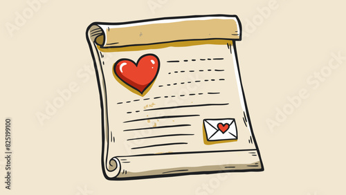 A handwritten love letter written on aged parchment paper conveying the value of sentimental and heartfelt communication.. Cartoon Vector.