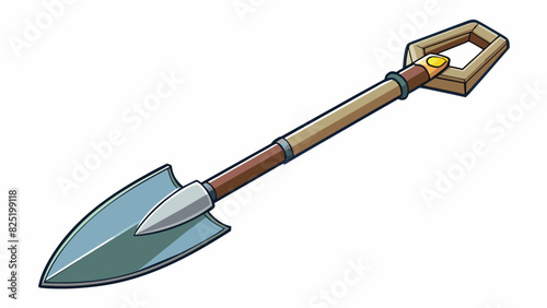 A heavy metal tool with a long handle and a sharp pointed end used for digging in the garden.. Cartoon Vector.