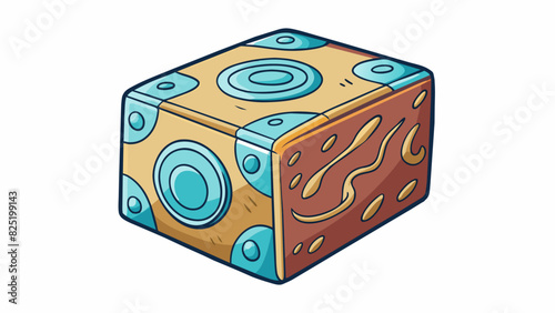 A heavy blockshaped object with a smooth surface and no discernible features. It seems to be made of a dense solid material and has intricate patterns. Cartoon Vector.