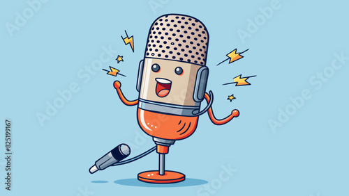 A highly sensitive microphone that picks up even the faintest of sounds indicating its awareness and ability to detect noise.. Cartoon Vector. photo