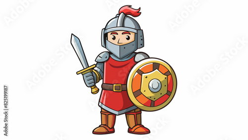A helmet and shield held by a knight in shining armor prepared to defend against attacks from enemies in battle. The helmet offers protection for the. Cartoon Vector.