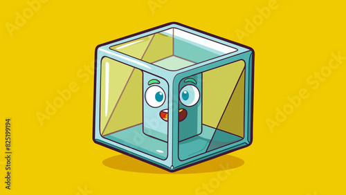 A hollow transparent cube made of glass with no objects or designs inside.. Cartoon Vector.