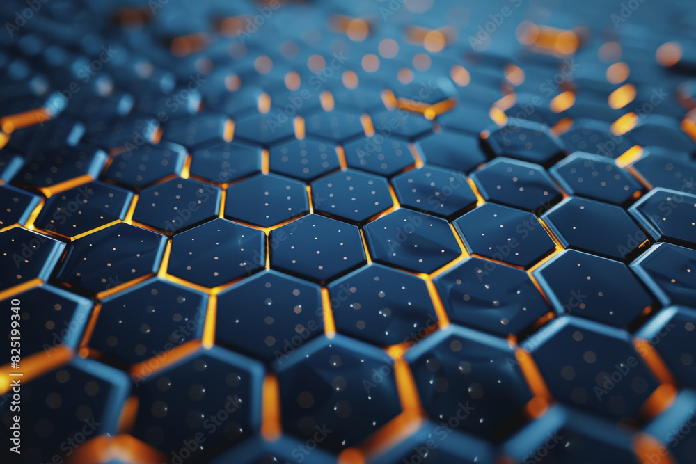 Abstract background of blue and white and a golden honeycomb symbol with a neon graphics background. Abstract background of blue and white and a golden honeycomb symbol with a neon graphics background.