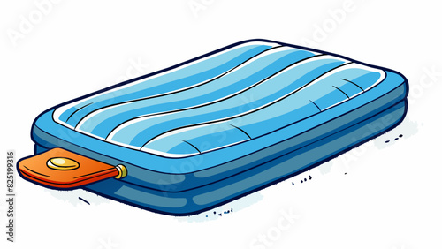 Air mattress As the air was let out the once bulky and inflated air mattress reduced in size and could be easily folded and stored.. Cartoon Vector.