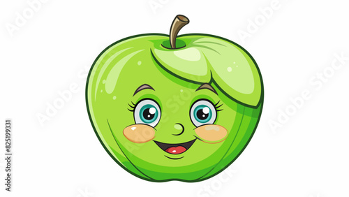 A juicy Granny Smith apple with its smooth shiny green skin and tart crisp .. Cartoon Vector.