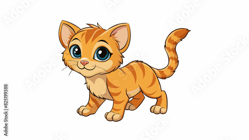 A kitten only a few weeks old with large curious eyes and tiny playful paws that pounce and explore.. Cartoon Vector.