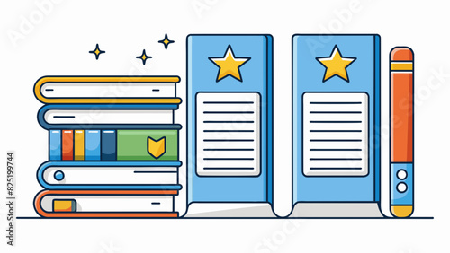 A list of recommended books each with a short summary and a star rating next to it. This list is characterized by its informational nature and its. Cartoon Vector.