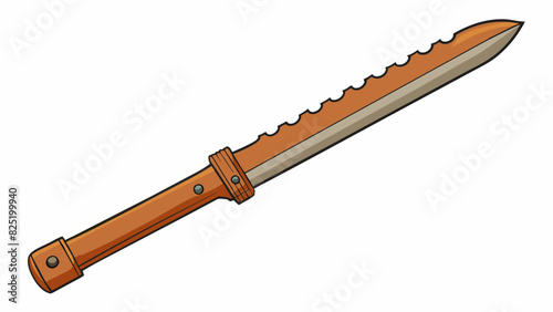 A long wooden tool with a sharp blade at one end used for chopping and ting food.. Cartoon Vector.