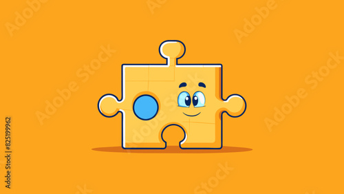 A loose puzzle piece unable to fit into the correct spot and disrupting the overall picture.. Cartoon Vector.