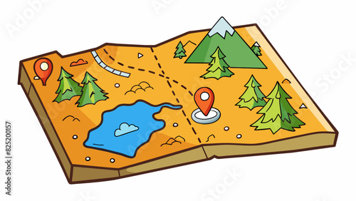 A map is an essential item for hikers and travelers. Its detailed markings and clear legend allow for easy navigation and ensure that one does not get. Cartoon Vector.