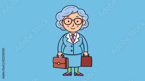 A middleaged woman with a briefcase wearing a crisp suit and sleek glasses.. Cartoon Vector.