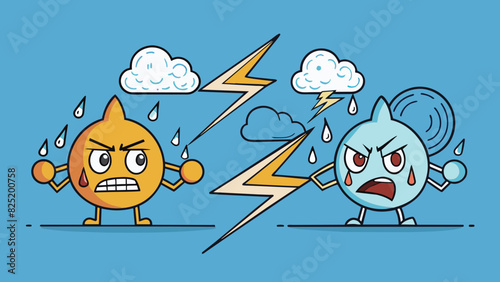 An argument can also be compared to a storm with two strong winds colliding and creating chaos. The thunder and lightning represent the heated. Cartoon Vector.
