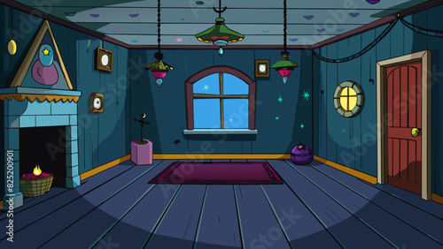 An empty dark room with no furniture decorations or sources of light.. Cartoon Vector.