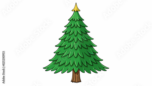 An evergreen tree standing tall and proud with its deep green needles symbolizes resilience and everlasting life.. Cartoon Vector.