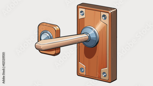 An old rusted door handle is being rep with a new one. The new handle is made of sy metal and has a sleek polished finish making it easier to open and. Cartoon Vector.