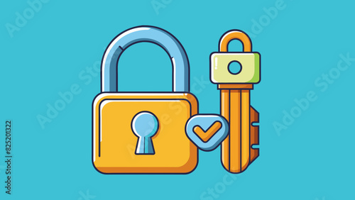 A padlock and key can be used to depict the idea of property laws. The lock signifies the rights of owners to protect their possessions while the key. Cartoon Vector.